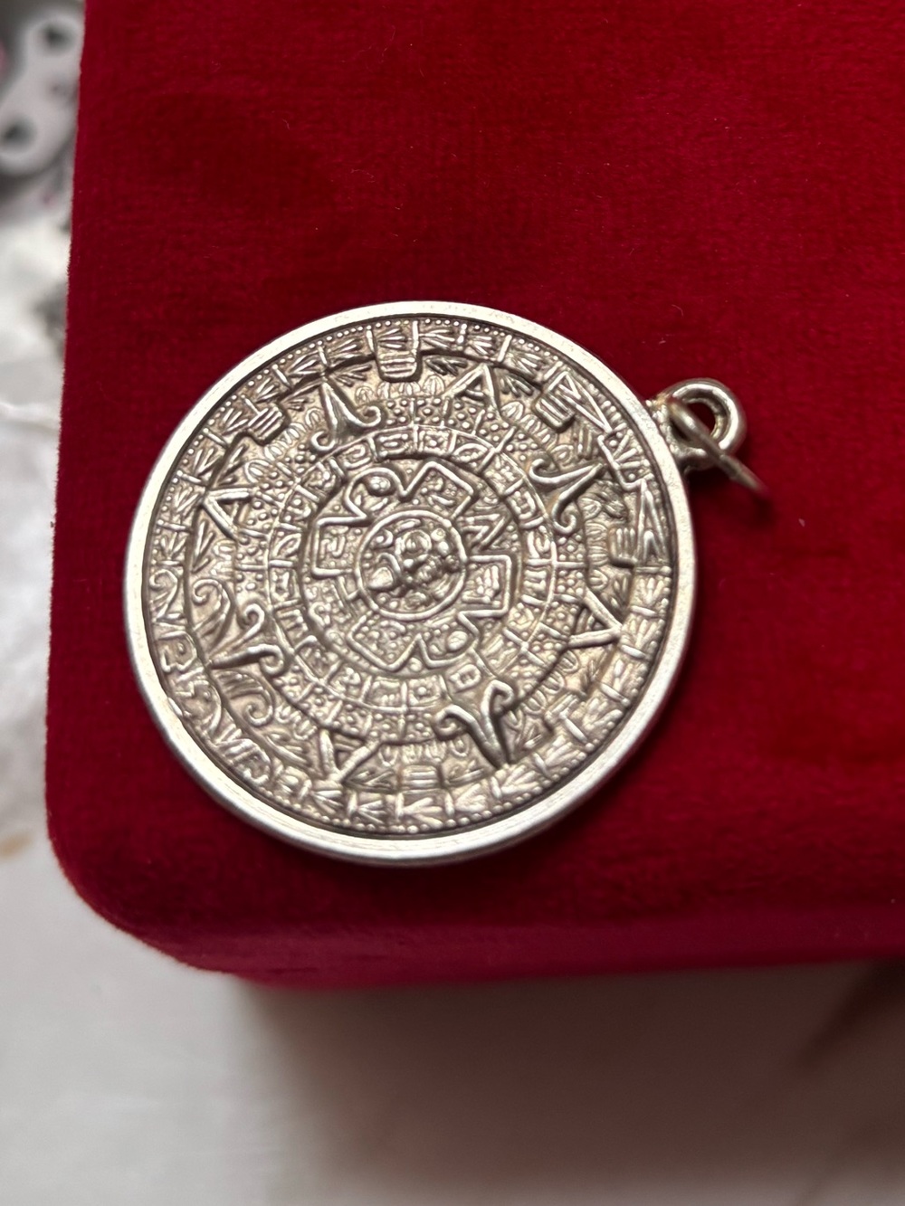 Vintage Aztec Mayan Calendar Pendant 925 Sterling Silver Mexico